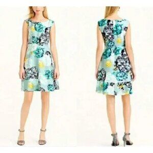 J.Crew Dress 4 Knee Length Aquatic Floral 100% Silk Sleeveless